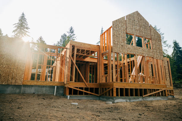 Overhead image of a house being built, highlighting the construction progress in San Rafael, CA.