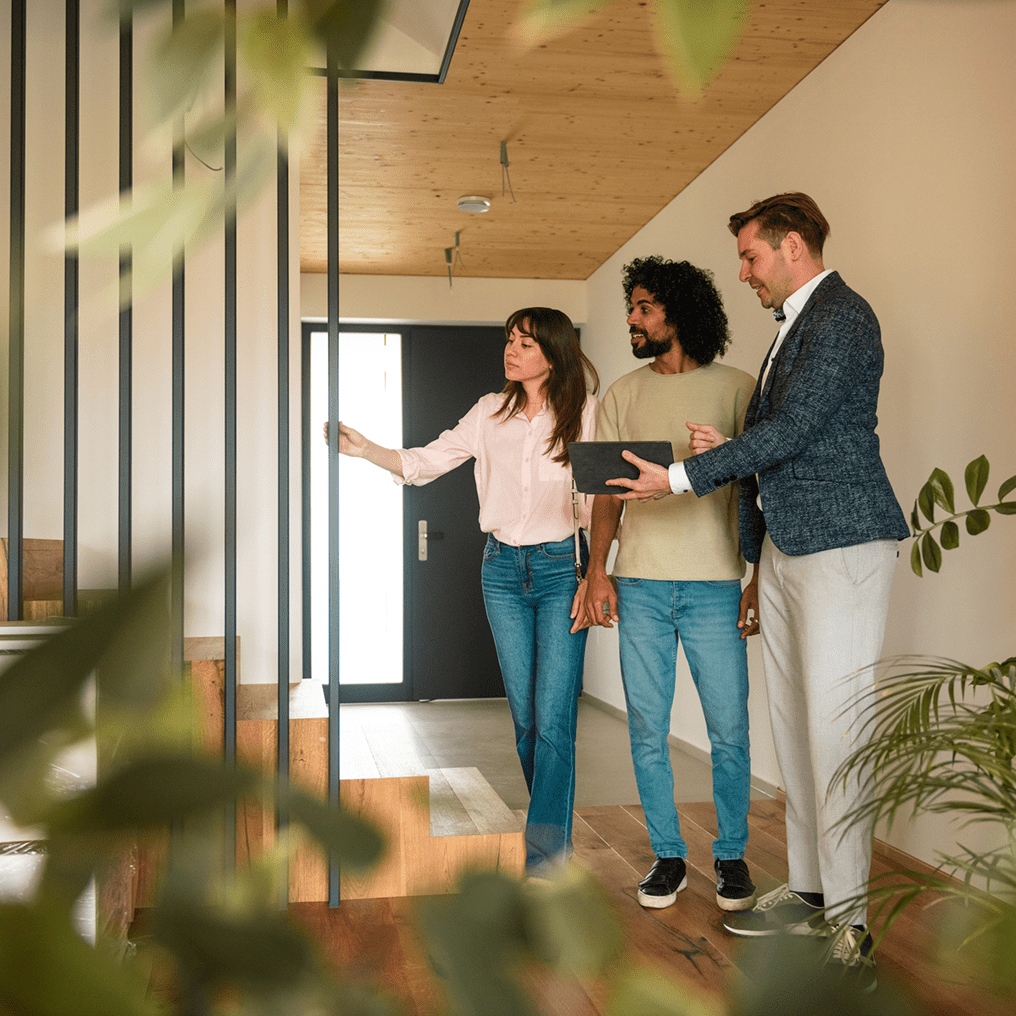 Real estate agent showing home interior